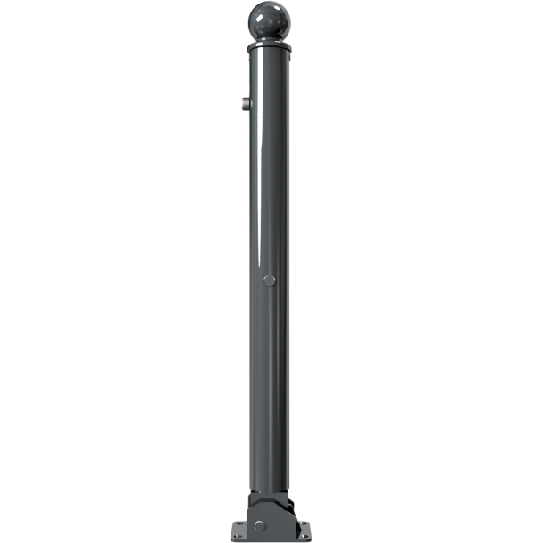 Ornamental bollard | Series 474B | � 76 mm | foldable, self-engaging lockto be fixed by plugs, with base plate 100 x 150 mm | with Euro profile cylinder lock and three keys | with 2 eyelets